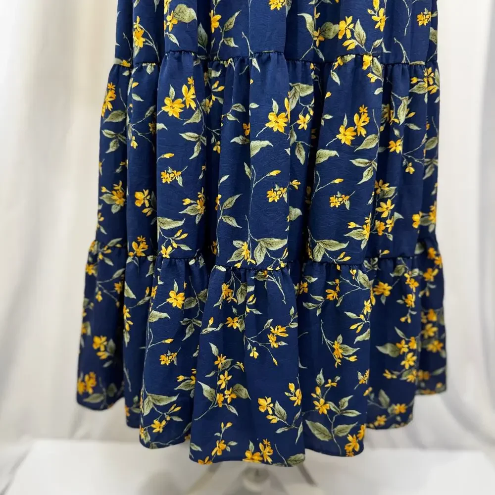 Baltic Born Marta Dress Bohemian Romance Wuthering Heights Floral Midi 1XL Navy - Picture 12 of 16